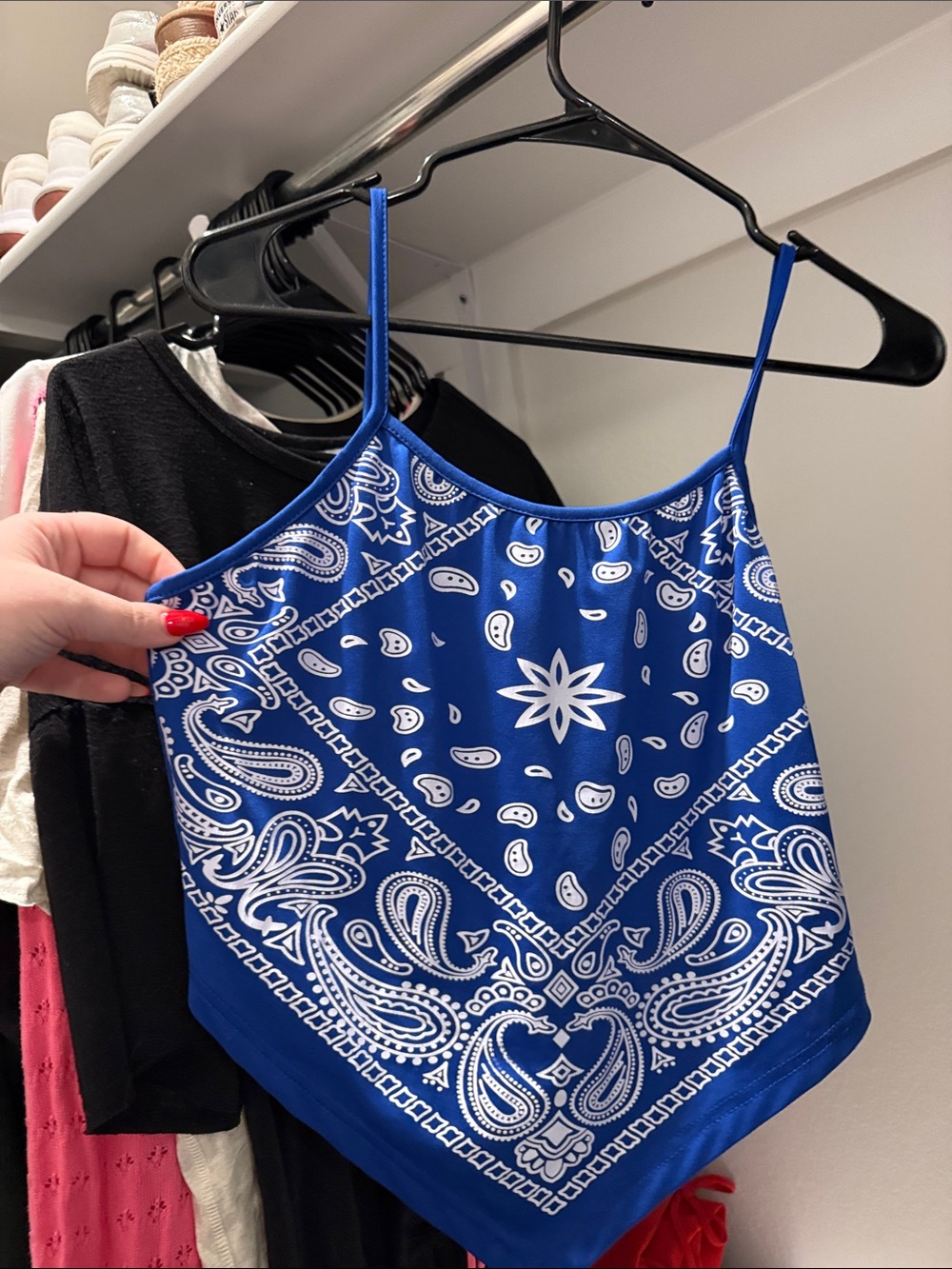 Blue Bandana Print Spaghetti Strap Cami Top